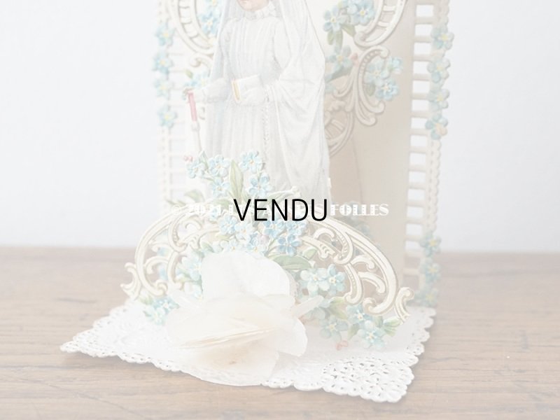 画像7: 1900年代 アンティーク  初聖体の立体カニヴェ 勿忘草 プルミエール・コミュニオン