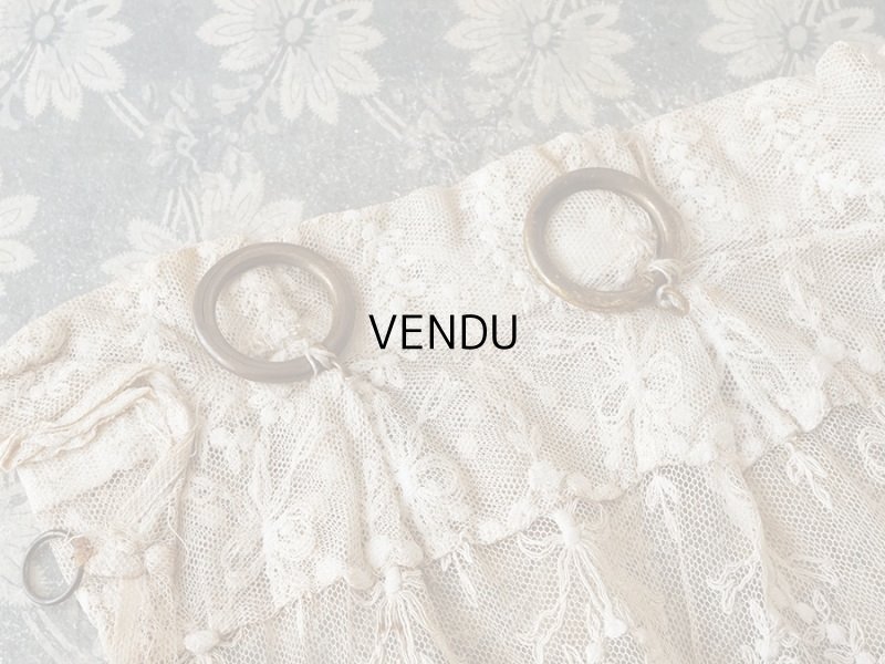 画像5: アンティーク カーテン (ペア) リボン柄 アイボリー＆キャメル色 85〜120cm幅×高さ275cmのカーテン2点