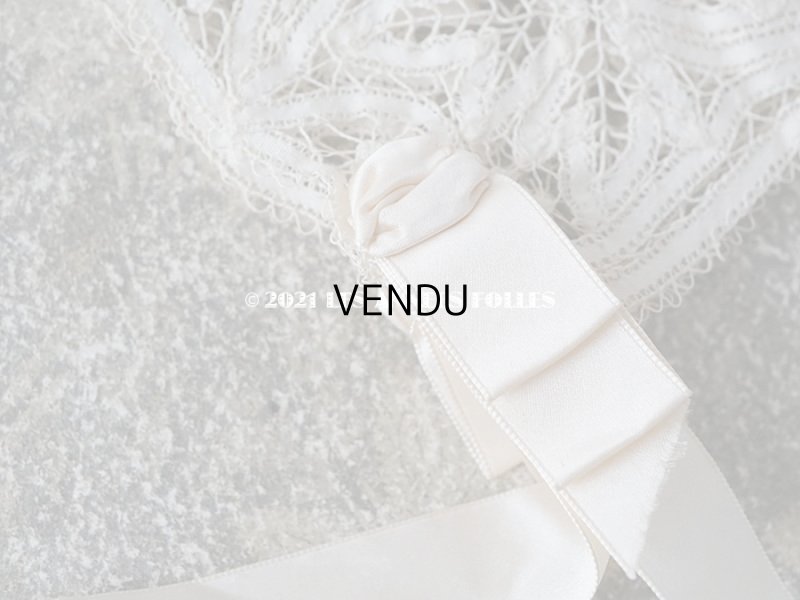 画像6: アンティーク  ドール用 レースのボネ パウダービンクのリボン付