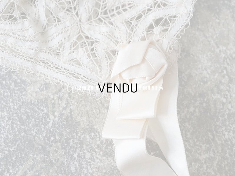 画像5: アンティーク  ドール用 レースのボネ パウダービンクのリボン付