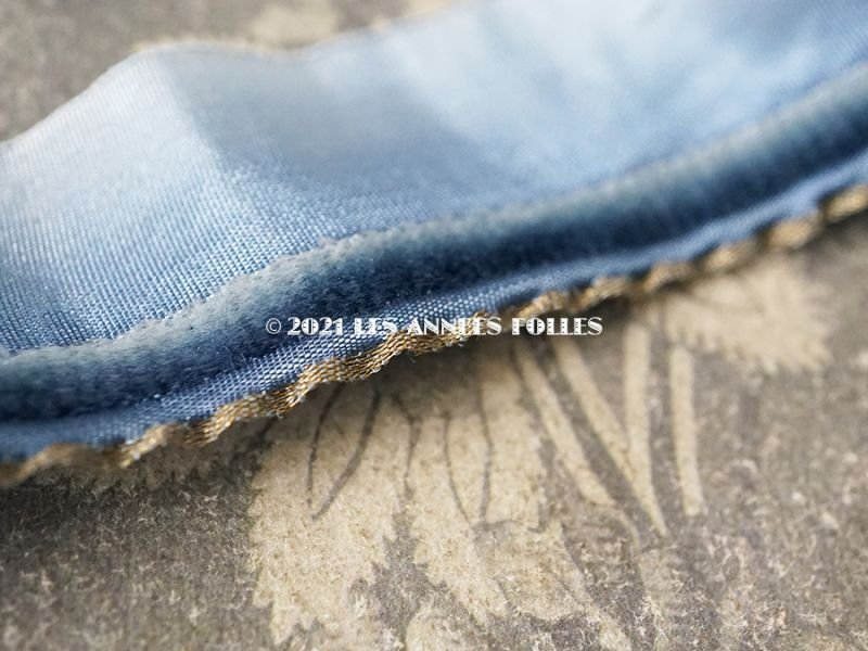 画像3: アンティーク シルク製  リボン ブルー 1.6m 2.7cm幅 