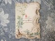 画像1: 1900年 アンティーク  初聖体の立体カード 見開き型　鈴蘭　＆　勿忘草  (1)