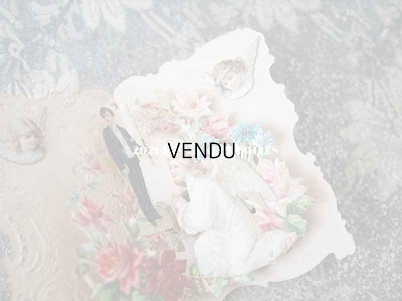 画像6: 1900年 アンティーク  初聖体の立体カード 見開き型 鈴蘭 & 勿忘草