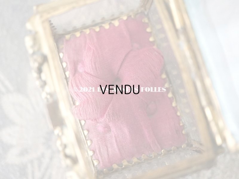 画像11: アンティーク ジュエリーボックス 花とリーフのガーランド シルク製クッション スモーキーレッド