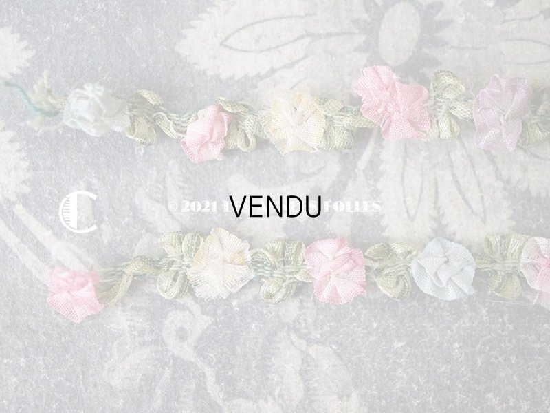 画像7: アンティーク シルク製 6色の薔薇のロココトリム