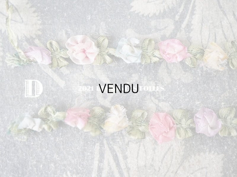 画像11: アンティーク シルク製 6色の薔薇のロココトリム