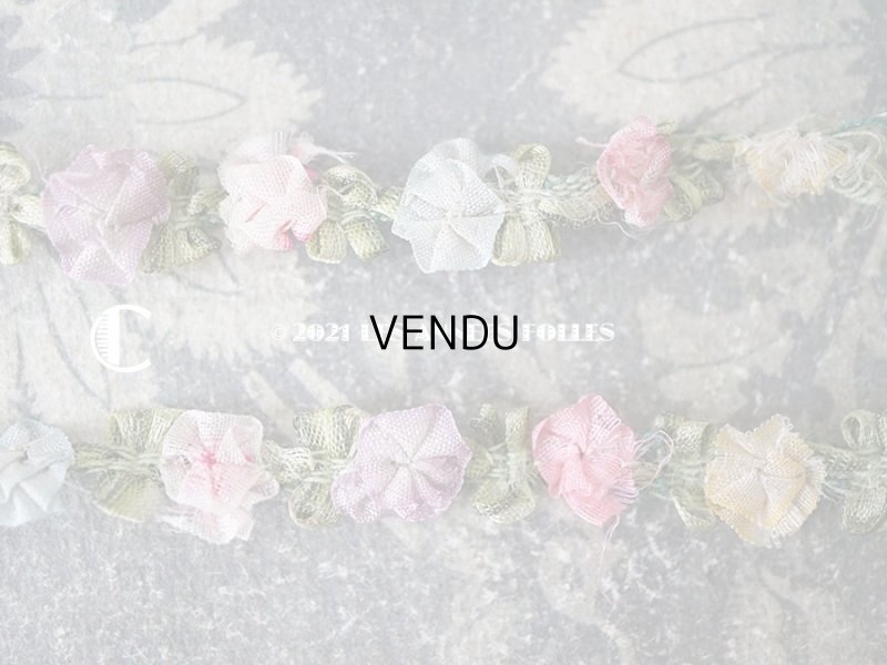 画像8: アンティーク シルク製 6色の薔薇のロココトリム