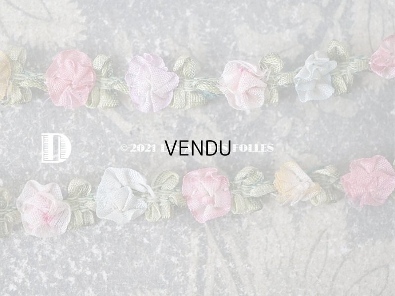 画像14: アンティーク シルク製 6色の薔薇のロココトリム