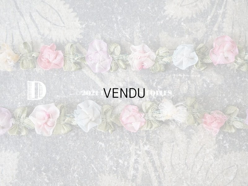 画像12: アンティーク シルク製 6色の薔薇のロココトリム