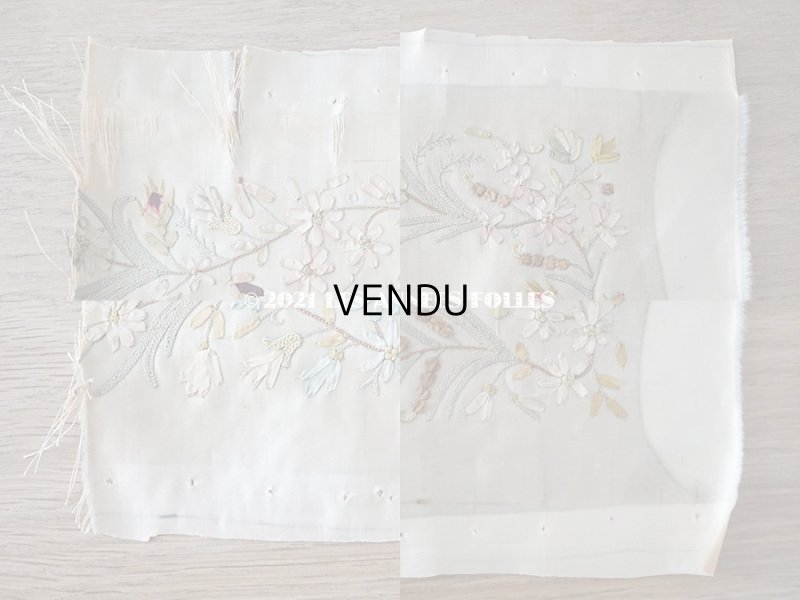 画像18: 18世紀末 アンティーク ロココ調 シルク製 大きなパネル リボン刺繍 & ボーヴェ刺繍 70×52cm