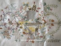 18世紀末　アンティーク ロココ調 シルク製　大きなパネル　リボン刺繍　＆　ボーヴェ刺繍 70×52cm 