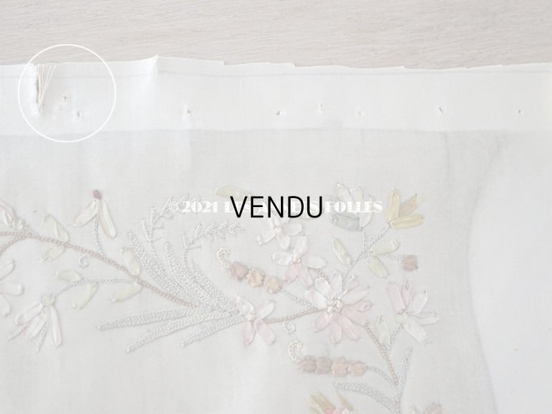 画像16: 18世紀末 アンティーク ロココ調 シルク製 大きなパネル リボン刺繍 & ボーヴェ刺繍 70×52cm