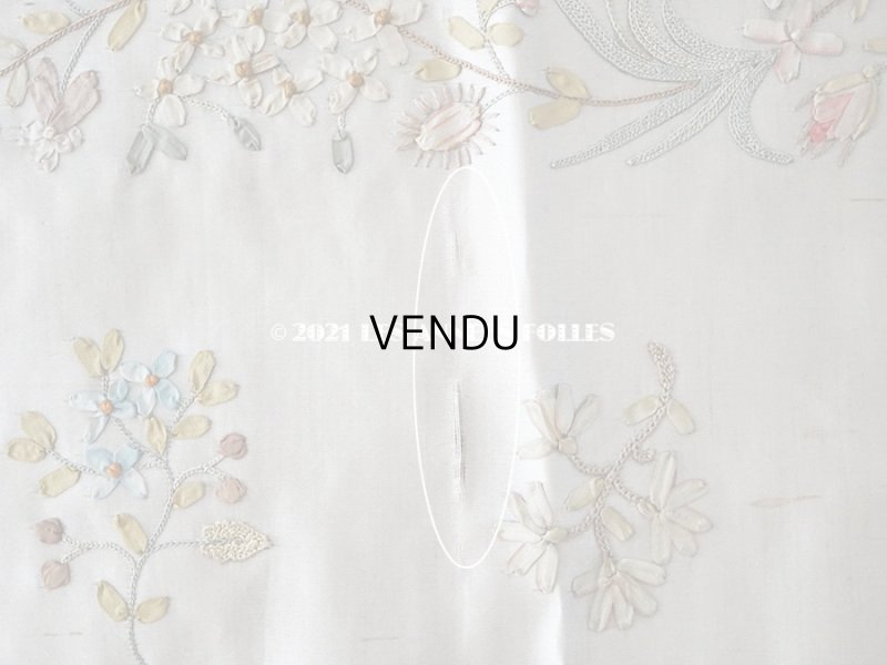 画像14: 18世紀末 アンティーク ロココ調 シルク製 大きなパネル リボン刺繍 & ボーヴェ刺繍 70×52cm