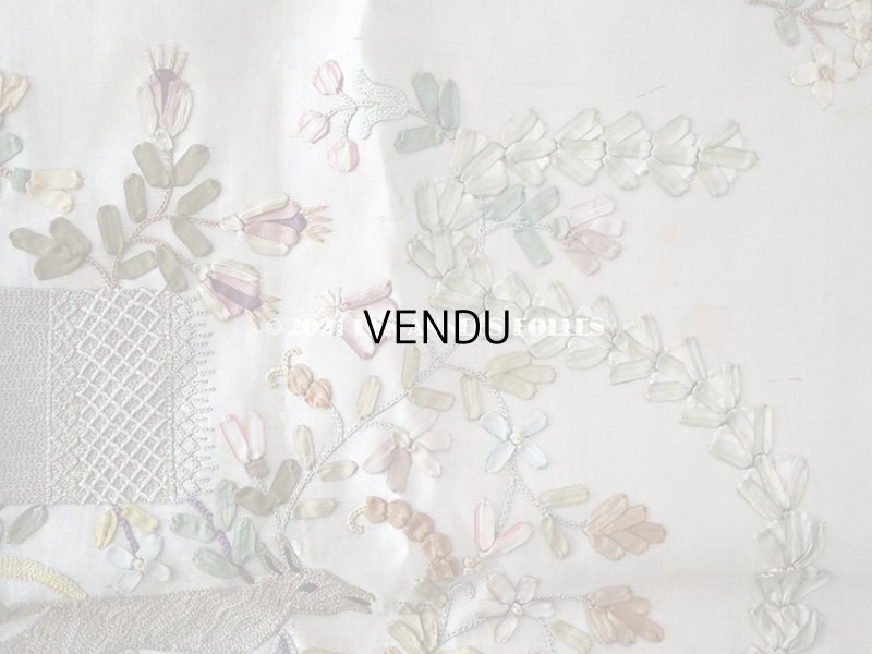 画像9: 18世紀末 アンティーク ロココ調 シルク製 大きなパネル リボン刺繍 & ボーヴェ刺繍 70×52cm