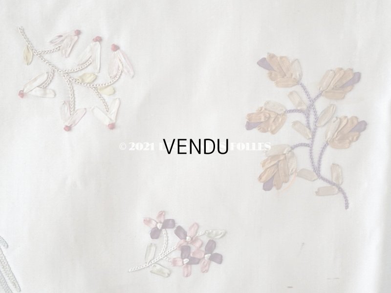 画像11: 18世紀末 アンティーク ロココ調 シルク製 大きなパネル リボン刺繍 & ボーヴェ刺繍 70×52cm