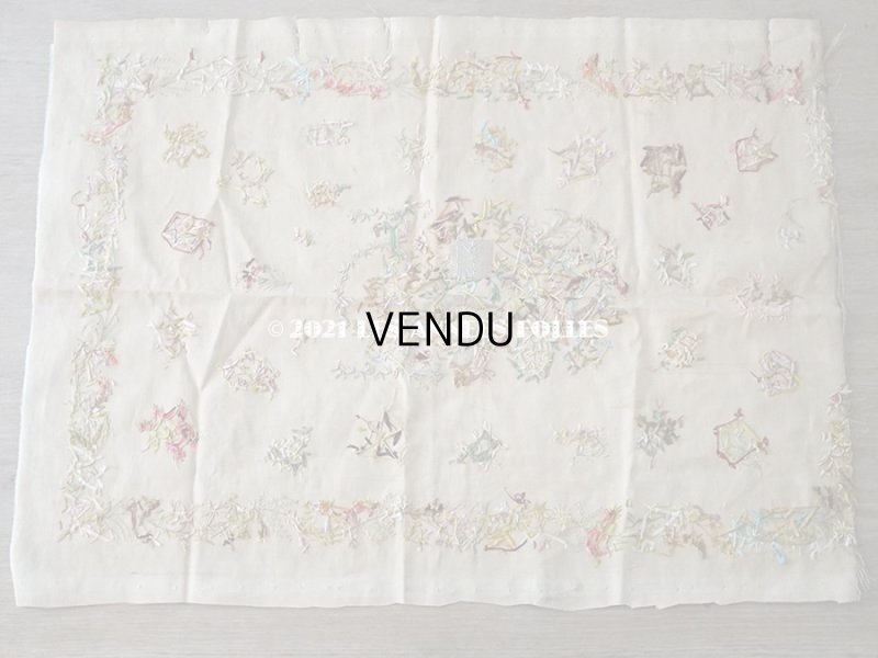 画像19: 18世紀末 アンティーク ロココ調 シルク製 大きなパネル リボン刺繍 & ボーヴェ刺繍 70×52cm