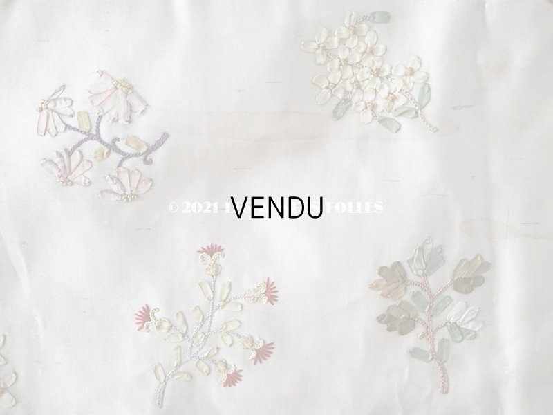 画像12: 18世紀末 アンティーク ロココ調 シルク製 大きなパネル リボン刺繍 & ボーヴェ刺繍 70×52cm