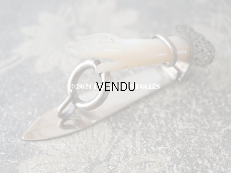 画像10: アンティーク 　手のモチーフのクラヴィエ シャトレーヌ　マザーオブパール