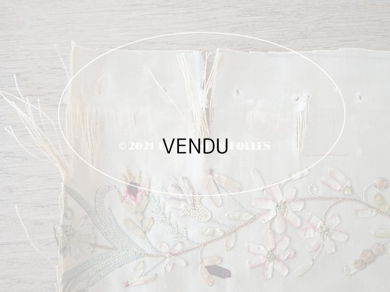 画像17: 18世紀末 アンティーク ロココ調 シルク製 大きなパネル リボン刺繍 & ボーヴェ刺繍 70×52cm