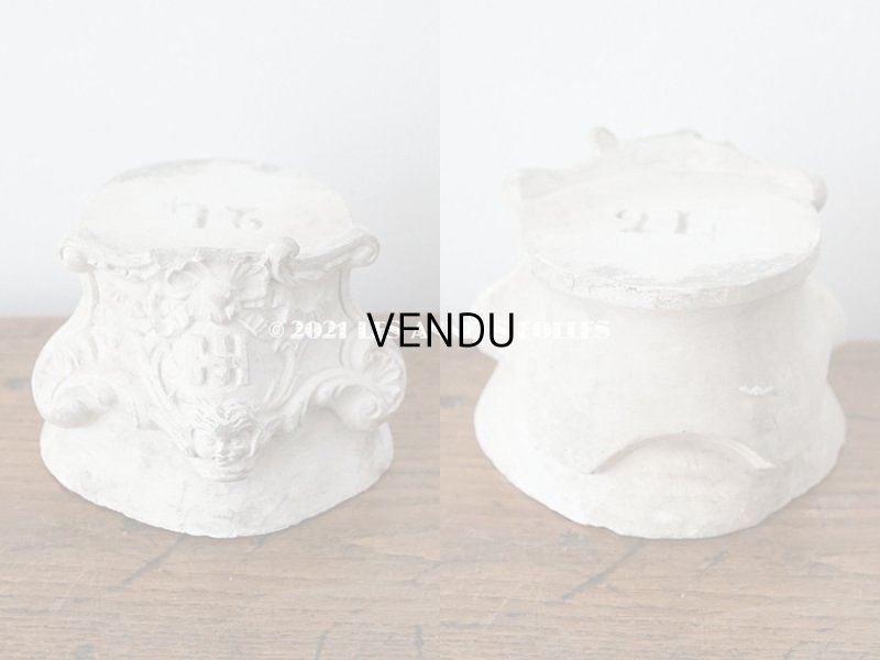 画像3: 1900年代 アンティーク マリア像の台座　石膏製 天使＆リボンのロカイユ装飾 M