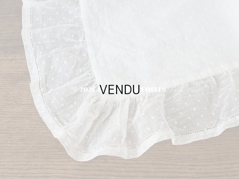 画像6: アンティーク 布団カバー ドットの刺繍入り コットン生地 フリル付き　146×169cm