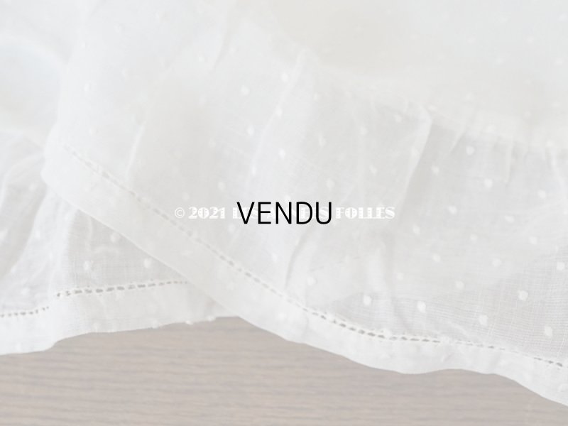 画像4: アンティーク 布団カバー ドットの刺繍入り コットン生地 フリル付き　146×169cm