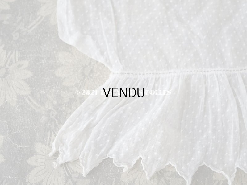 画像12: アンティーク  ドットの刺繍入り コットン生地 