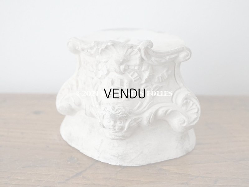 画像6: 1900年代 アンティーク マリア像の台座　石膏製 天使＆リボンのロカイユ装飾 M