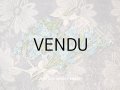 1900年代 アンティーク ダイカットクロモ　リボンが結ばれた勿忘草の大きなブーケ　2ピースのセット
