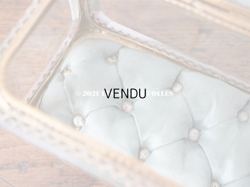 画像10: 19世紀 アンティーク ジュエリーボックス シルク製クッション 淡いブルー