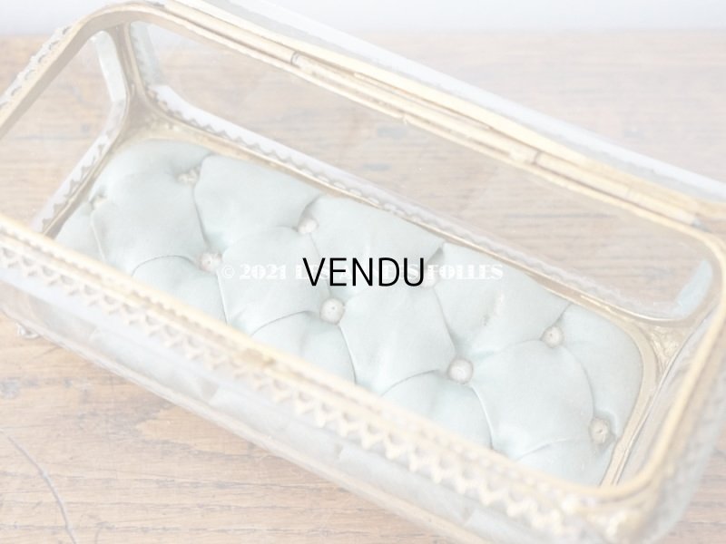 画像9: 19世紀 アンティーク ジュエリーボックス シルク製クッション 淡いブルー