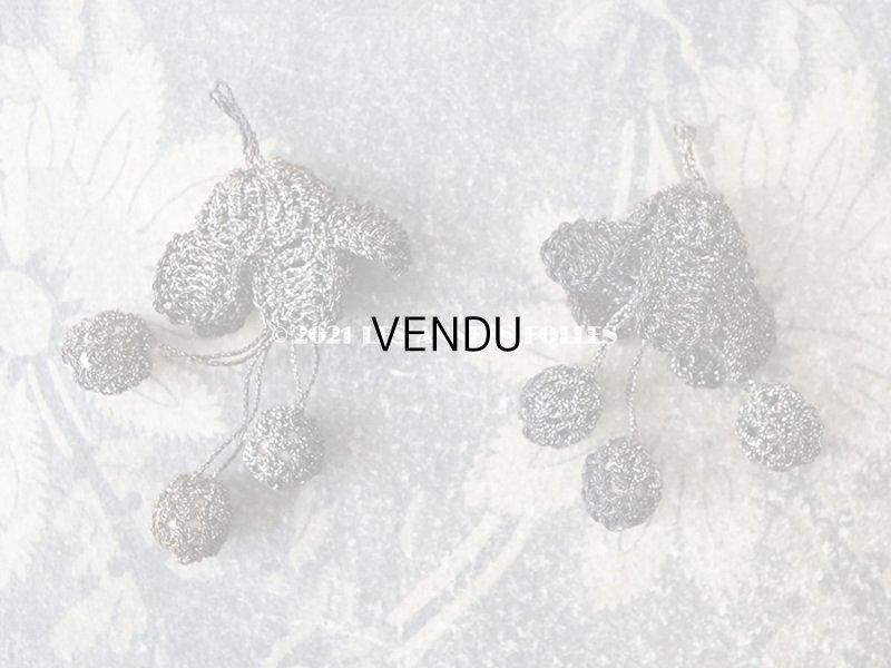 画像3: 1920年代 アンティーク  小さなタッセル メタル糸 3ピースのセット シルバー&ゴールド