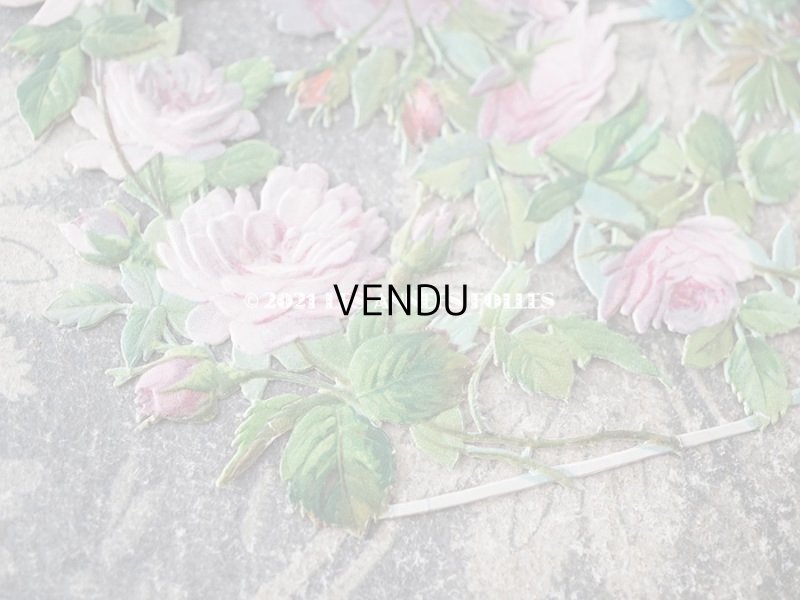画像4: 1900年代 アンティーク ダイカットクロモ　薔薇のガーランド