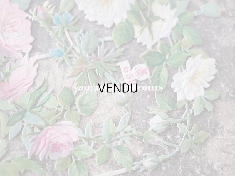 画像5: 1900年代 アンティーク ダイカットクロモ　薔薇のガーランド