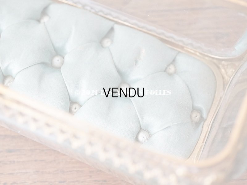 画像11: 19世紀 アンティーク ジュエリーボックス シルク製クッション 淡いブルー