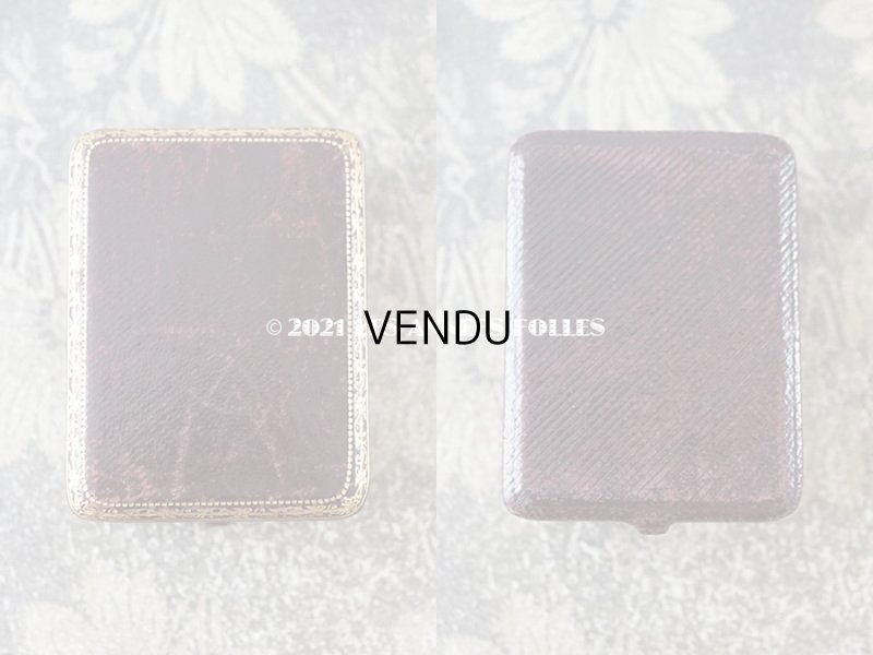 画像9: 19世紀末 アンティーク  本革製 ジュエリーボックス 金彩入り ブローチ&ピアス用 ダークブラウン