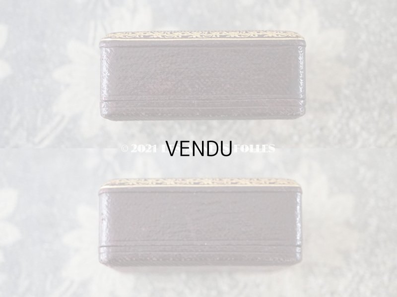 画像10: 19世紀末 アンティーク  本革製 ジュエリーボックス 金彩入り ブローチ&ピアス用 ダークブラウン