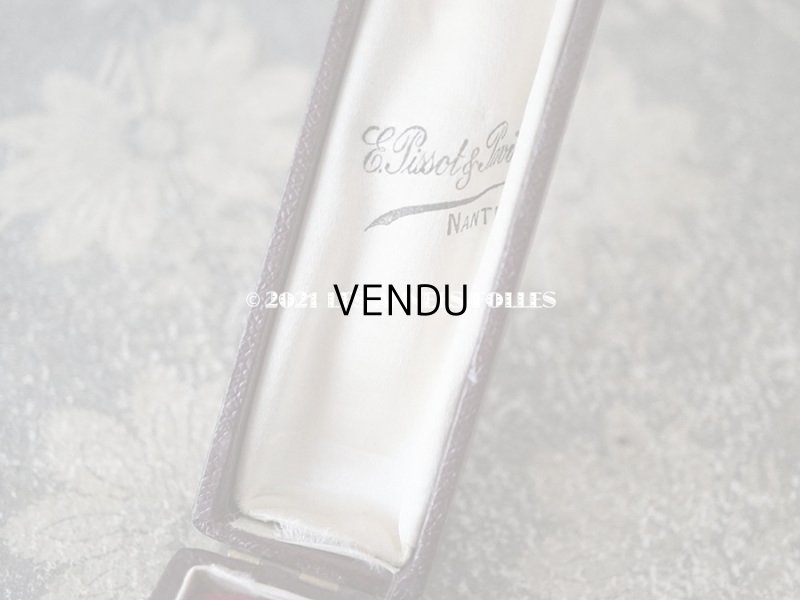 画像5: アンティーク ピンブローチ用 ジュエリーボックス 金彩入り チョコレートブラウン