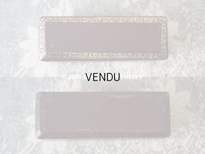 画像6: アンティーク ピンブローチ用 ジュエリーボックス 金彩入り チョコレートブラウン