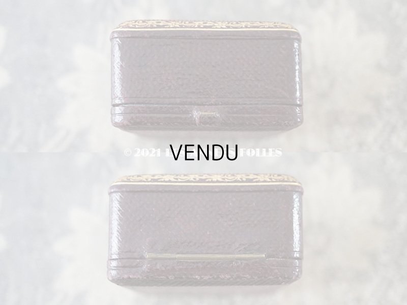 画像11: 19世紀末 アンティーク  本革製 ジュエリーボックス 金彩入り ブローチ&ピアス用 ダークブラウン