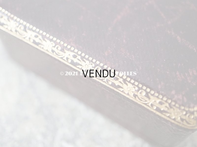 画像4: 19世紀末 アンティーク  本革製 ジュエリーボックス 金彩入り ブローチ&ピアス用 ダークブラウン