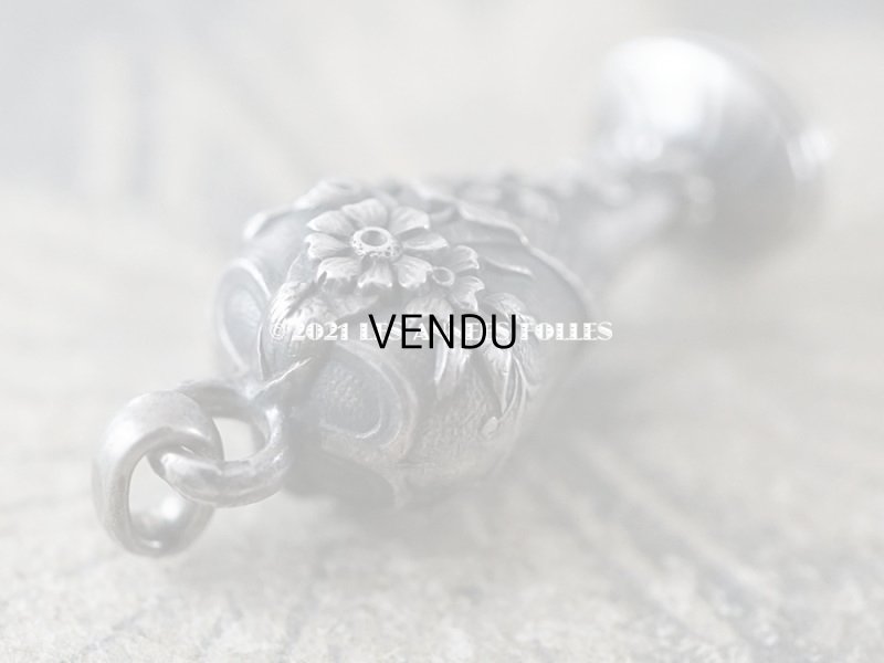 画像6: アンティーク シルバー製 とても小さなシーリングスタンプ 花模様 イニシャル入り 1.2×2.5cm