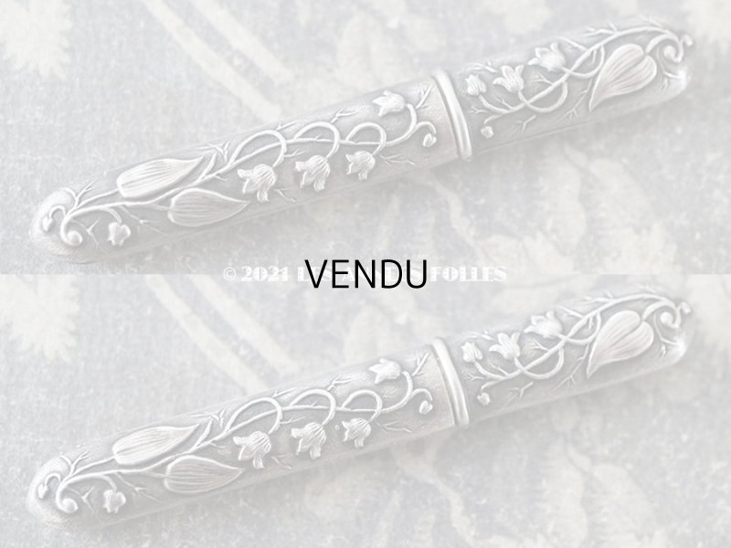 画像5: アンティーク シルバー製 鈴蘭の裁縫道具セット