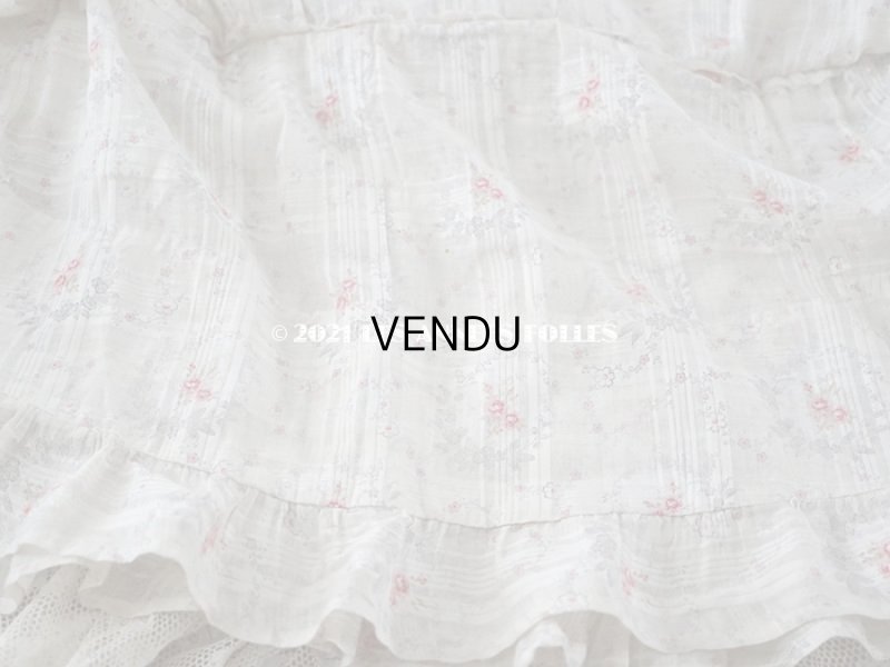 画像16: 1900年代 アンティーク 小さな薔薇模様　コットンオーガンジーのペチコート ドールドレス用生地