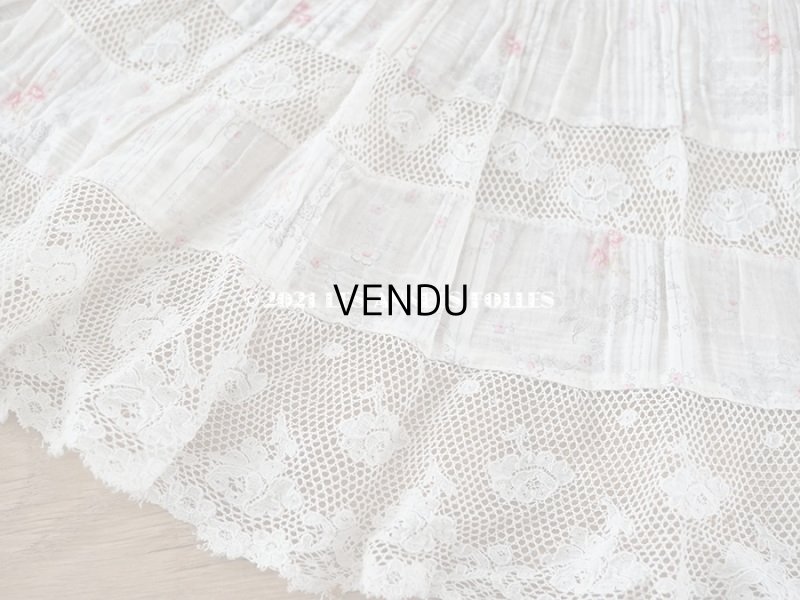 画像20: 1900年代 アンティーク 小さな薔薇模様　コットンオーガンジーのペチコート ドールドレス用生地