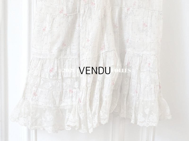 画像8: 1900年代 アンティーク 小さな薔薇模様　コットンオーガンジーのペチコート ドールドレス用生地