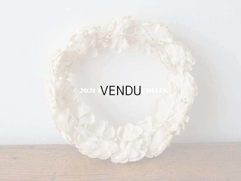 画像4: 新品同様 1900年代 アンティーク シルクサテン&コットン 薔薇の布花のヘッドリース ティアラ