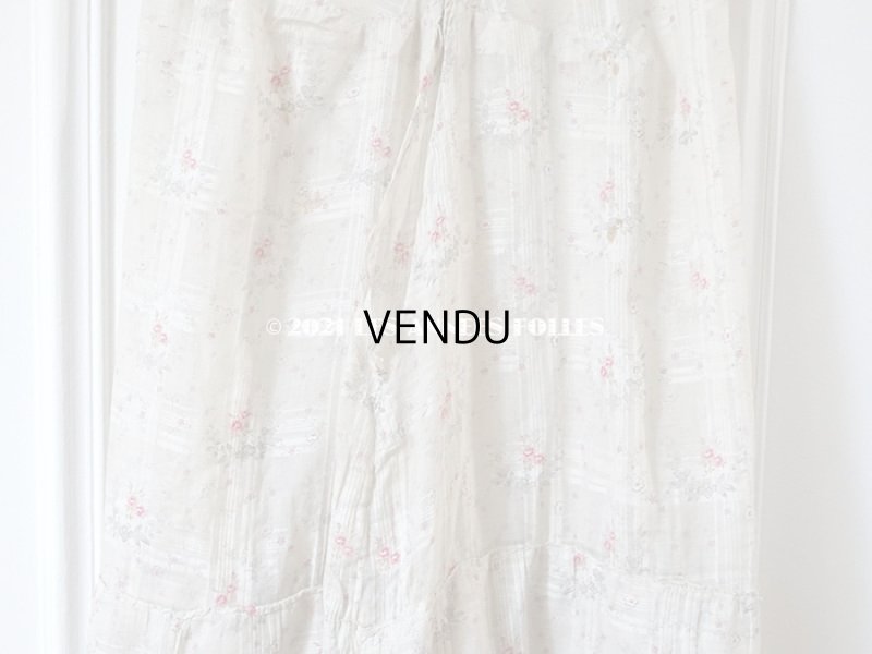 画像7: 1900年代 アンティーク 小さな薔薇模様　コットンオーガンジーのペチコート ドールドレス用生地