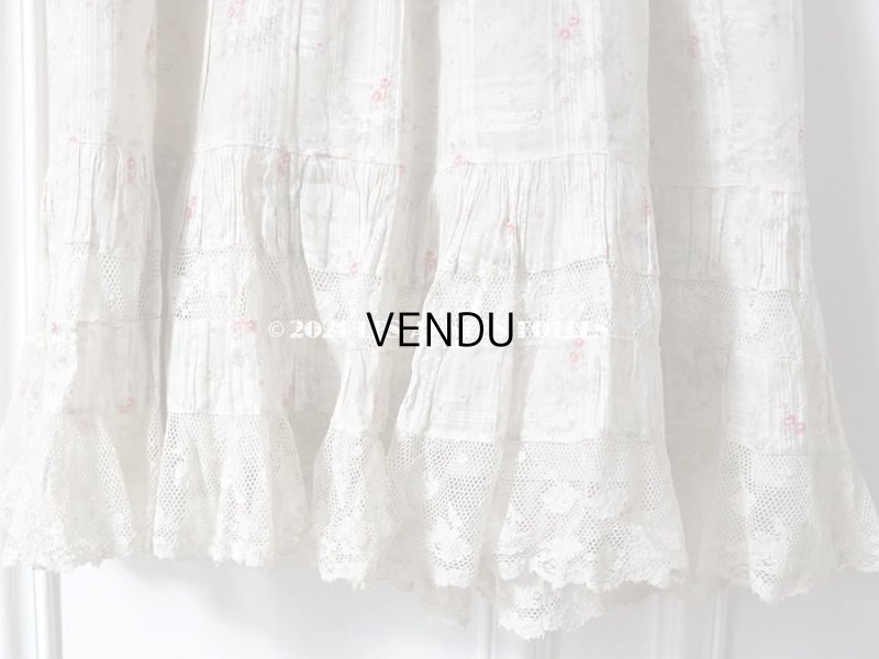 画像5: 1900年代 アンティーク 小さな薔薇模様　コットンオーガンジーのペチコート ドールドレス用生地