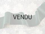 19世紀末 アンティーク シルク製  ベルベットのリボン スモーキーグリーン 111cm　幅6.1cm
